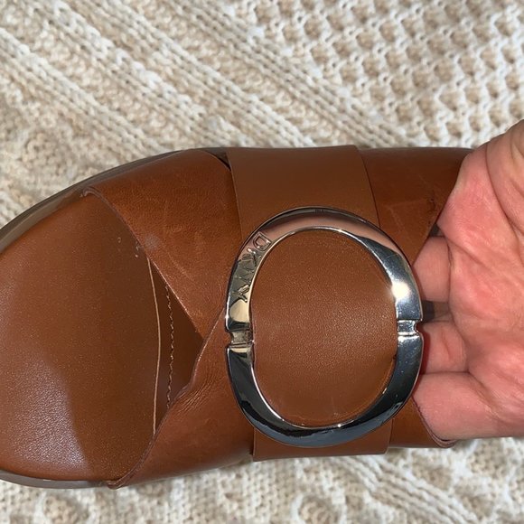 DKNY Cavi  Brown leather  Mule block heel sandal - Picture 3 of 8